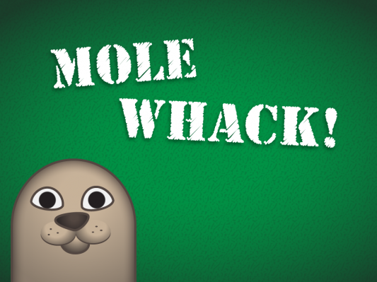 Green title page for Mole Whack!