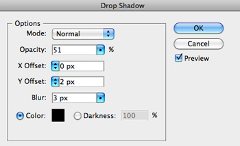 drop shadow settings in Illustrator