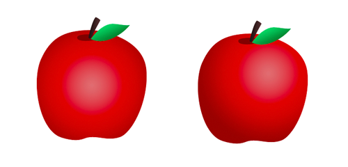 two apples with radial gradients in Photoshop