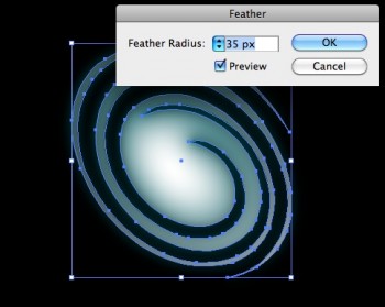Galaxy with feathered white fill Galaxy with feathered white fill