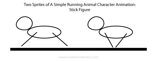 simple running animal animation sprites: stick figure