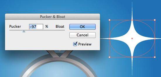 pucker and bloat to make a sparkle shape in Illustrator