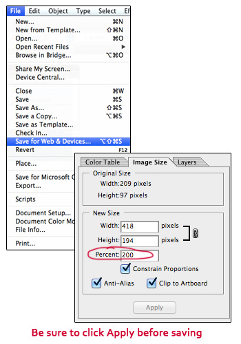 Save For Web and Resize in Illustrator