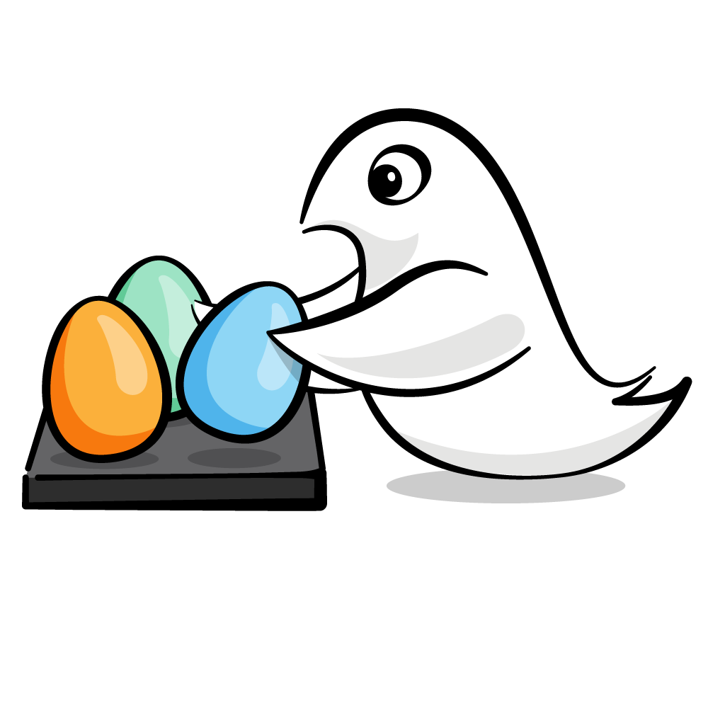 A view of Swift selecting an egg from several possibilities.